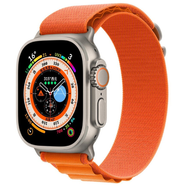 Apple Watch Ultra 1 - 49mm - GPS + Cellular - Differenzbesteuert §25a (UStG) - Hervorragend Titanium - Alpine Loop Band Orange