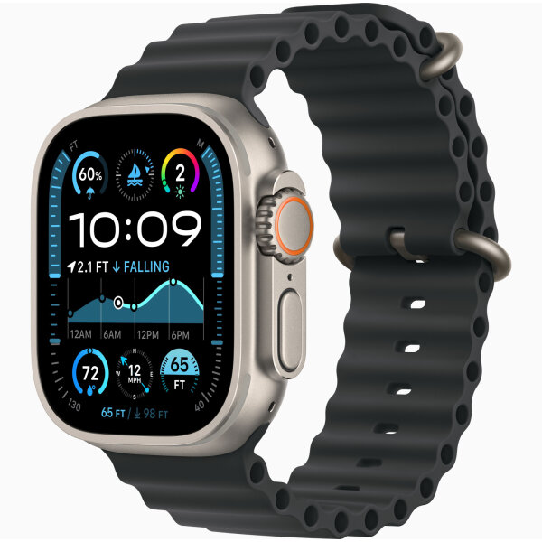 Apple Watch Ultra 2 - 49mm - GPS + Cellular - Differenzbesteuert §25a (UStG) - Hervorragend Titanium - Ocean Armband Black