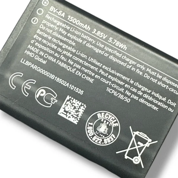 Original Nokia BV-6A Akku Batterie – 1.200 mAh bis 1.500 mAh – Für Nokia 8110 4G / 2720 Flip – Bulk – Sehr Gut