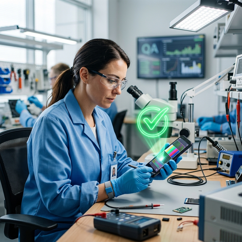 Qualitätsprüfung gebrauchte Smartphones TM24